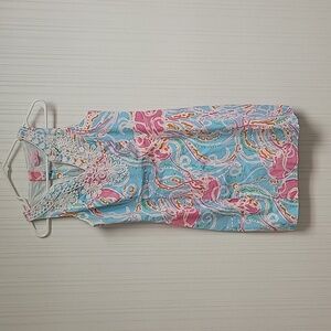 Lilly Pulitzer Sleeveless Midi Dress in Aqua, Pink & White